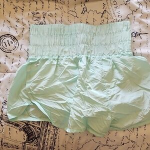 Light Mint High-Waist Smocked Women’s Shorts